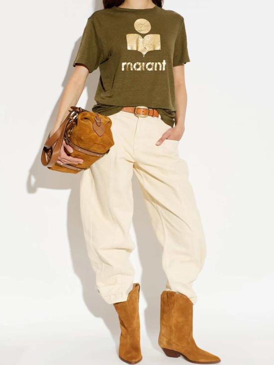 26FW 이자벨마랑에뚜왈 즈웰 로고 티셔츠 즈웰 로고 티셔츠 TS0001FBA1N10E KHGO KHAKI GOLD - ISABEL MARANT ETOILE