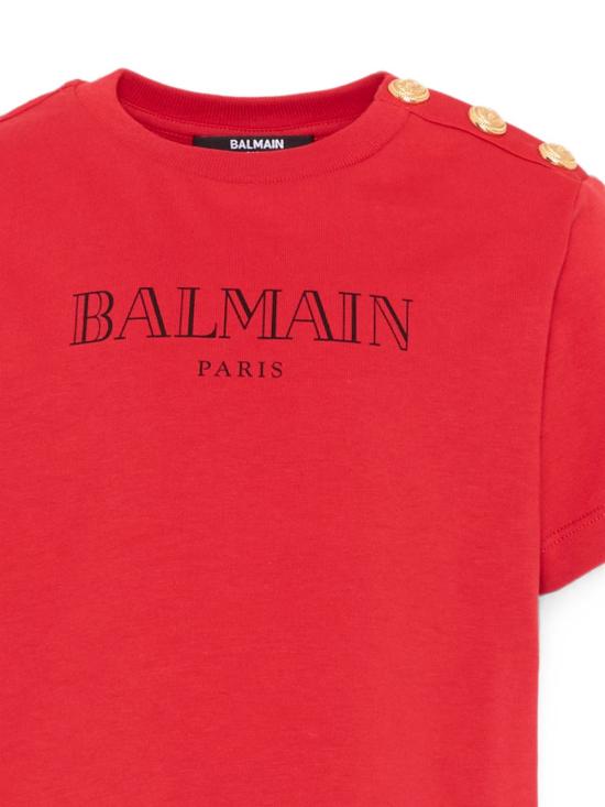 26FW [키즈] 발망 티셔츠 BZ8H51 Z3672479NE Rosso - BALMAIN