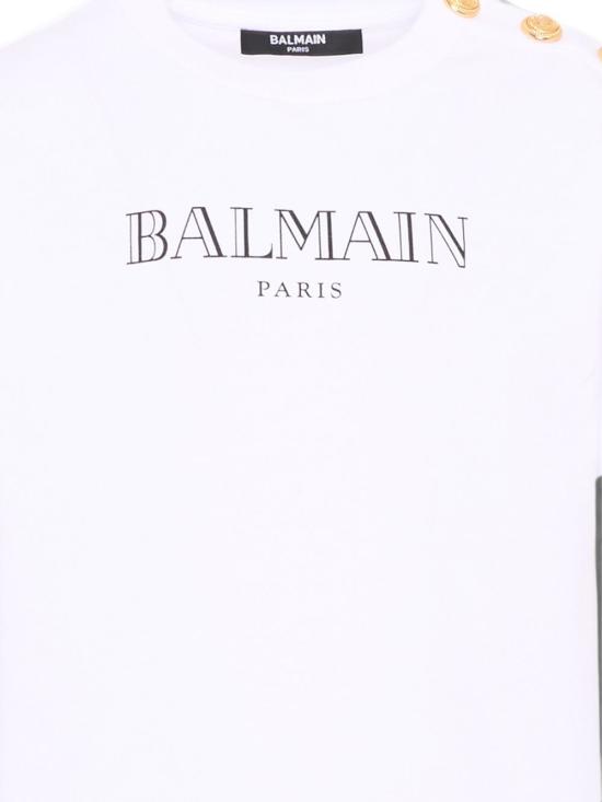 26FW [키즈] 발망 티셔츠 BZ8H51 Z3672100NE Bianco - BALMAIN