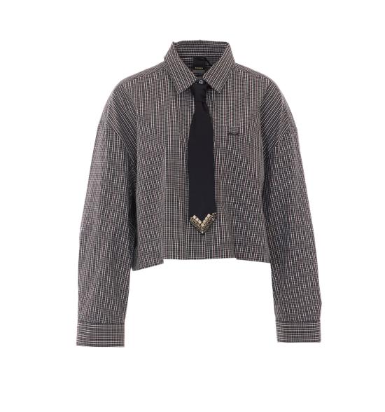 26FW 핑코 셔츠 107453 A3FQZF6 Nero bianco rosso