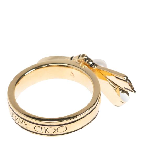 26FW 지미추 반지 RIBBON RING JKIGOLD BLACK WHITE - JIMMY CHOO