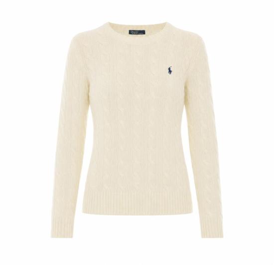 26FW 폴로 랄프로렌 폴로 자수 케이블 니트 스웨터 211971865001 AUTHENTIC CREAM White