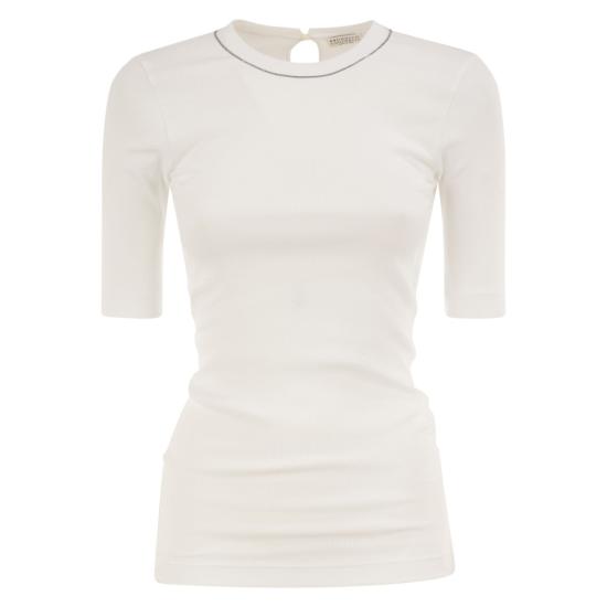 26FW 브루넬로 쿠치넬리 코튼 티셔츠 M0TC8BJ310 WHITE