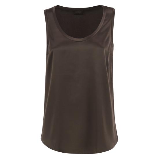 26FW 브루넬로 쿠치넬리 실크 탱크 탑 M0C59E0600 DARK BROWN