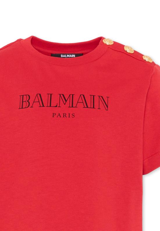 26FW [키즈] 발망 티셔츠 BZ8H51 Z3672 479NE RED - BALMAIN