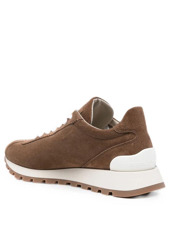 26FW 브루넬로 쿠치넬리 샤이니 탭 디테일 스웨이드 러닝 스니커즈 MZSFG2110 C9773 CARAMELLO - BRUNELLO CUCINELLI