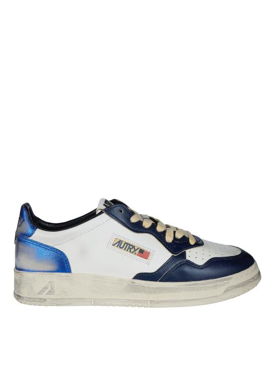 26FW 오트리 슈퍼 빈티지 메달리스트 로우 레더 스니커즈 AVLMSV55 WHTBLSPBLUE BIANCO