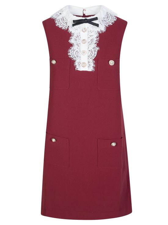 26FW 셀프 포트레이트 숏 원피스 PF26001SBBU BURGUNDY ROSSO
