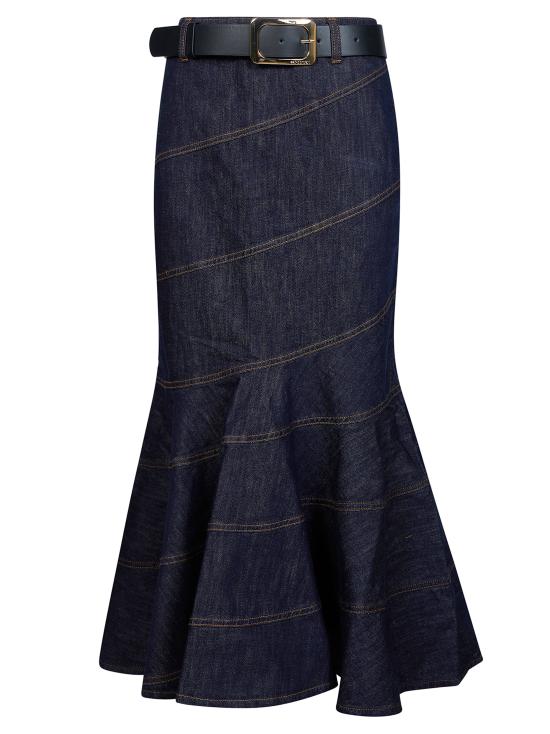 26FW 셀프 포트레이트 롱 스커트 PF26810MSKBL INDIGO BLU
