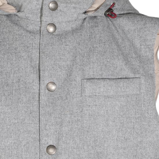 26FW 브루넬로 쿠치넬리 본디드 울 플란넬 디테처블 후드 다운 베스트 MM4701775 CDF30 GREY - BRUNELLO CUCINELLI
