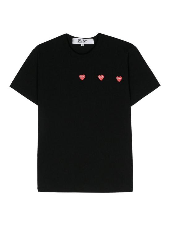 26SS 꼼데가르송 트리플 하트 프린트 티셔츠 AXT337D1 Black