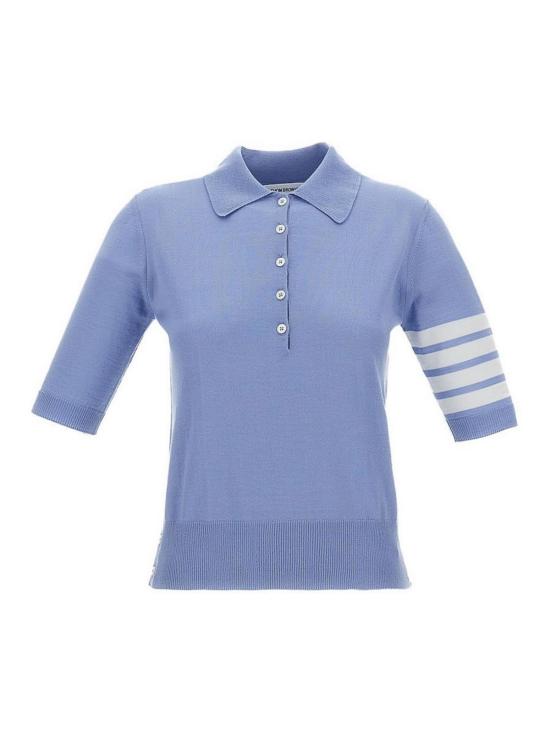 26FW 톰브라운 울 4바 릴렉스드 폴로 니트 FKP053AY1014482 LIGHT BLUE