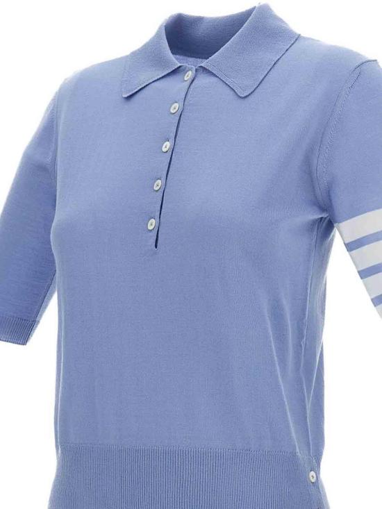 26FW 톰브라운 울 4바 릴렉스드 폴로 니트 FKP053AY1014482 LIGHT BLUE - THOM BROWNE
