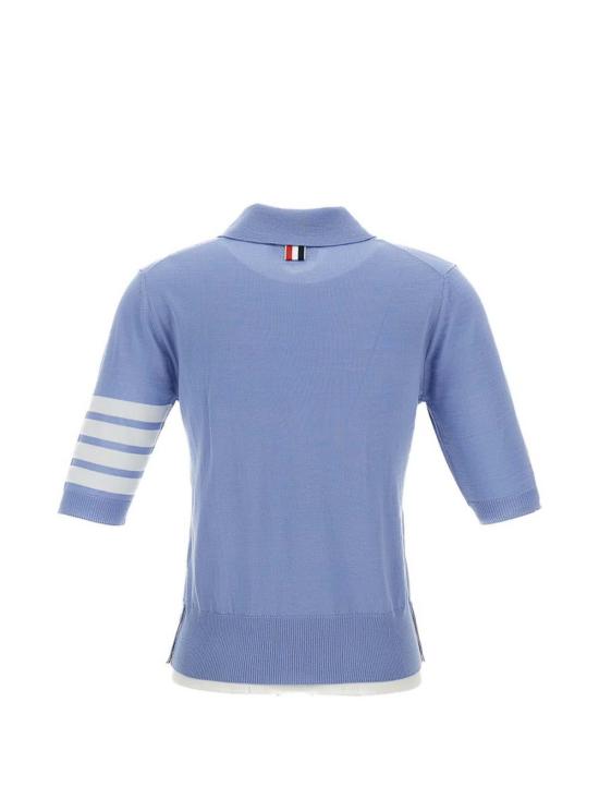 26FW 톰브라운 울 4바 릴렉스드 폴로 니트 FKP053AY1014482 LIGHT BLUE - THOM BROWNE