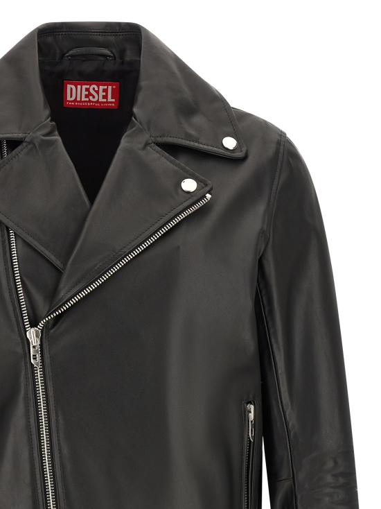 26FW 디젤 L-EO-WRD 가죽 자켓 A204620CECH9XX Black - DIESEL