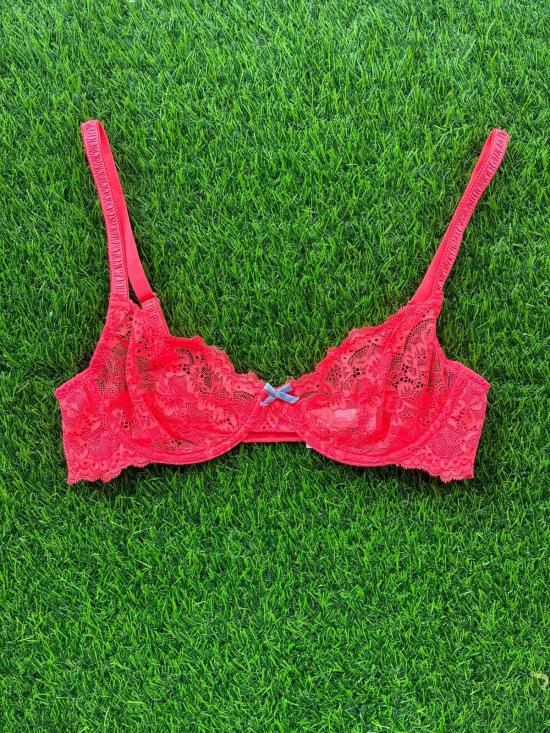  플뢰르 뒤 말 언더웨어 세트 Fleur Du Mal Bianca 레이스 발코네트  네온 코랄 - FLEUR DU MAL