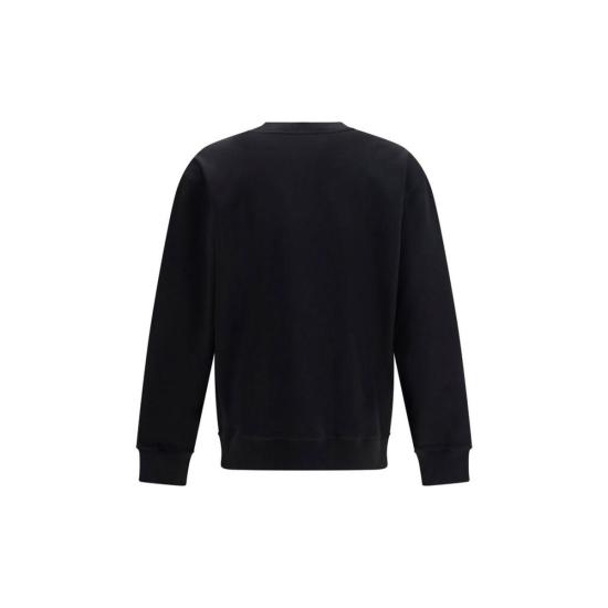  발망 긴팔 티셔츠 자수 로고 크루넥 스웨트셔츠 블랙 - BALMAIN