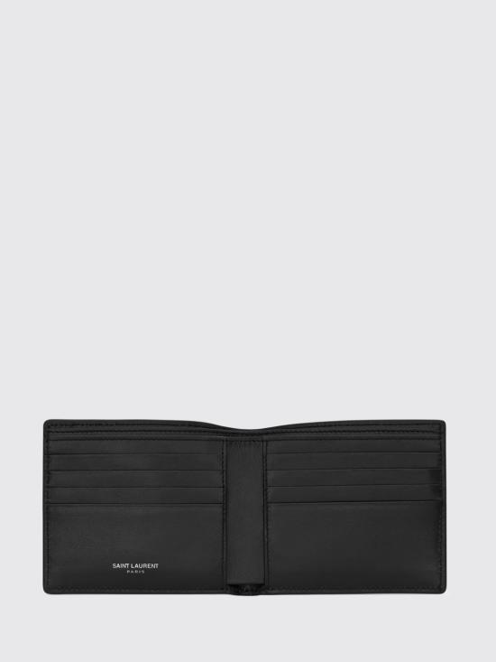 26SS 생로랑 모노그램 반지갑 4532760SX0E 1000 Black - SAINT LAURENT