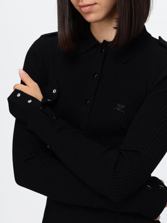 26FW 쿠레쥬 폴로 티셔츠 326MPO072FI0001 9999 Black - COURREGES