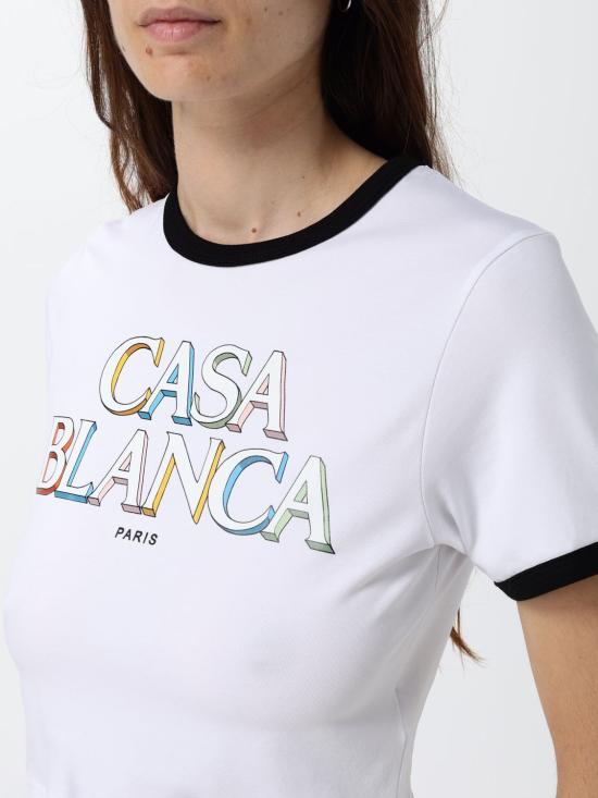 26FW 카사블랑카 반팔 티셔츠 WPF26JTS010 02 White - CASABLANCA