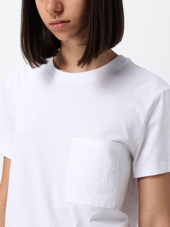 26FW 막스마라 파파이 코튼 저지 티셔츠 2621946051600 001 White - MAX MARA