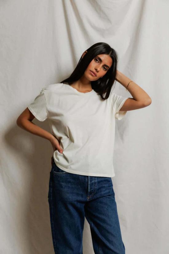  퍼펙트 화이트 티 반팔 티셔츠 할리 코튼 박시 크루넥 티셔츠 - PERFECT WHITE TEE