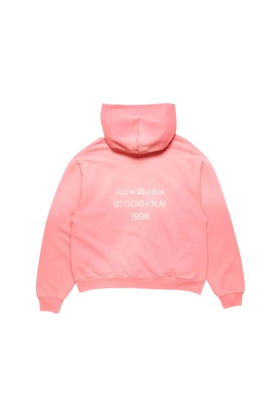  아크네 스튜디오 후드 티셔츠 로고 후드  탱고 핑크 - ACNE STUDIOS