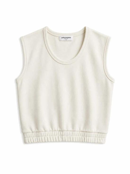  퍼펙트 화이트 티 민소매 티셔츠 조이 프렌치 테리 스쿱 탱크 브라이트 아이보리 - PERFECT WHITE TEE