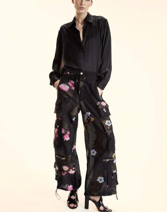  신시아 로리 스트레이트 팬츠 신시아 로울리 필 쿠페 카고 팬츠 블랙플 - CYNTHIA ROWLEY