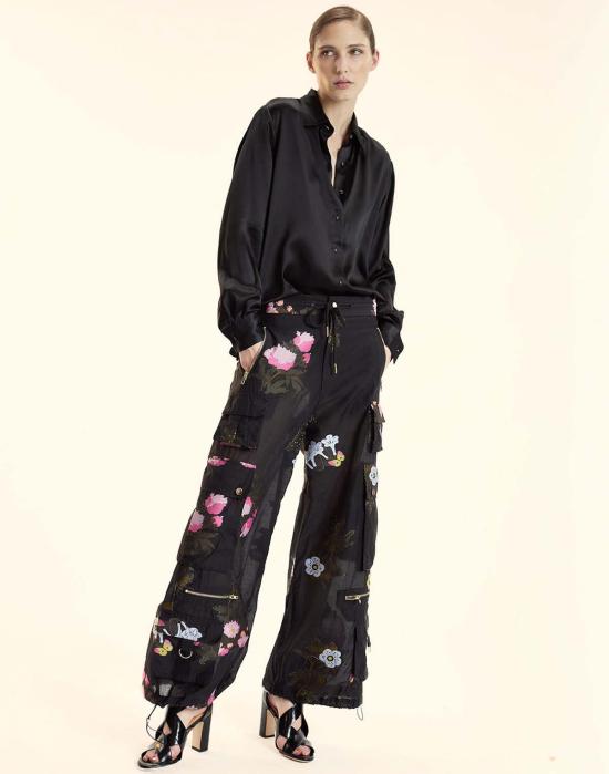  신시아 로리 스트레이트 팬츠 신시아 로울리 필 쿠페 카고 팬츠 블랙플 - CYNTHIA ROWLEY
