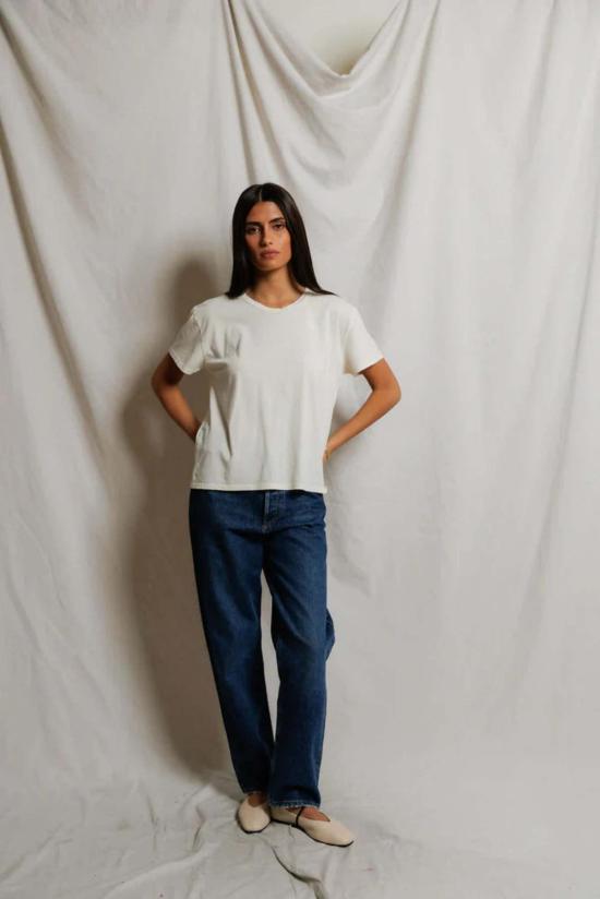 퍼펙트 화이트 티 반팔 티셔츠 할리 코튼 박시 크루넥 티셔츠 - PERFECT WHITE TEE