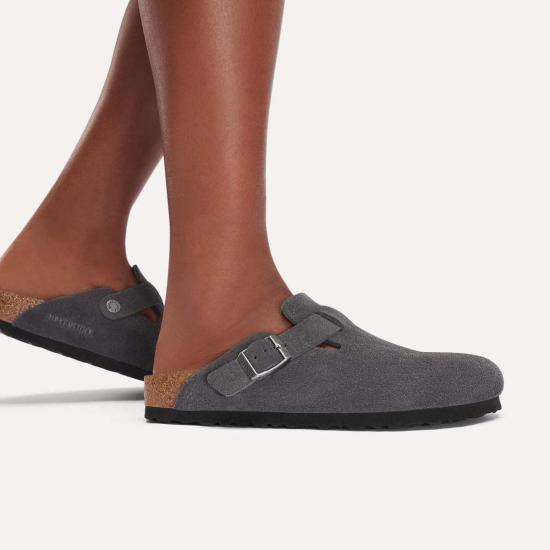  버켄스탁 뮬/슬리퍼 보스턴 소프트 풋베드 스웨이드 가죽 클로그 - BIRKENSTOCK