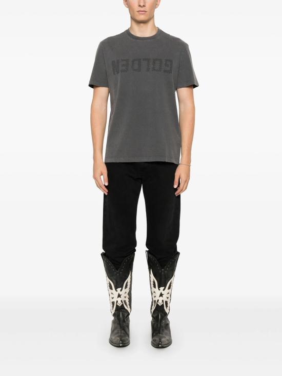 26FW 골든구스 골든 로고 프린트 반팔 티셔츠 GMP01220P000671 60318 Grigio - GOLDEN GOOSE