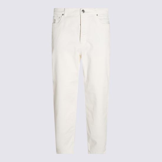26FW 브루넬로 쿠치넬리 스트레이트 팬츠 M277PO2090 C2200 White