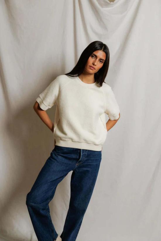  퍼펙트 화이트 티 스웨터 케네디 크루 반팔 스웨트셔츠 - PERFECT WHITE TEE
