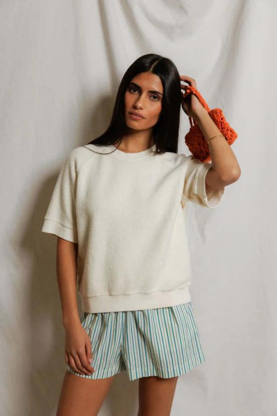  퍼펙트 화이트 티 스웨터 케네디 크루 반팔 스웨트셔츠 - PERFECT WHITE TEE