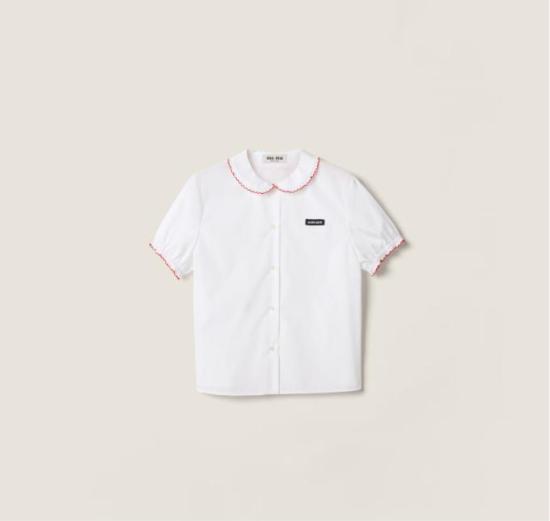 26FW 미우미우 폴로 티셔츠 MK2038SOOO197F F03DU BIANCO ROSSO