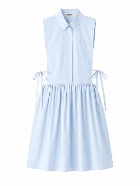 26FW 미우미우 포플린 사이드 타이 미디 드레스 원피스 MF6389SOOO10RG F0013 AZZURRO