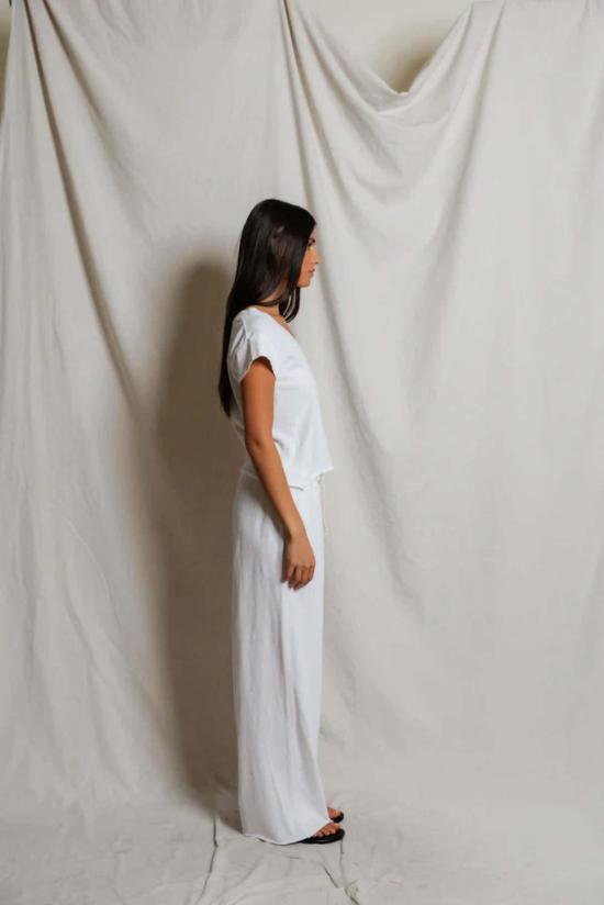  퍼펙트 화이트 티 반팔 티셔츠 펄 재패니즈 저지 브이넥 탑 - PERFECT WHITE TEE
