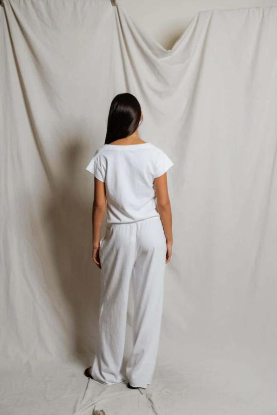  퍼펙트 화이트 티 반팔 티셔츠 펄 재패니즈 저지 브이넥 탑 - PERFECT WHITE TEE