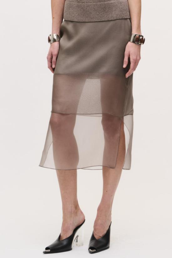  브랜든 맥스웰 미디 스커트 브렛 펜슬 스커트 스모크 - BRANDON MAXWELL