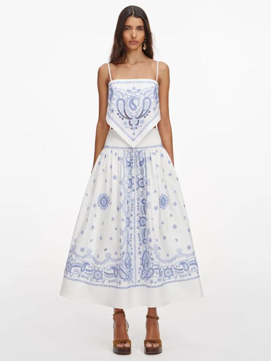 26SS 셀프 포트레이트 롱 원피스 AC26008MSKW WHITE WHITE BLU FLOWER