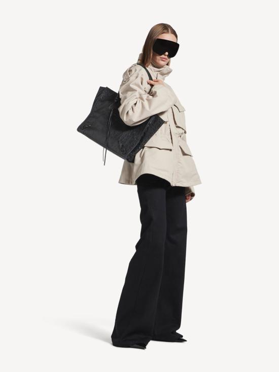 26FW 발렌시아가 르 시티 토트백 미디엄 램스킨 8469212ABEK 1000 BLACK - BALENCIAGA