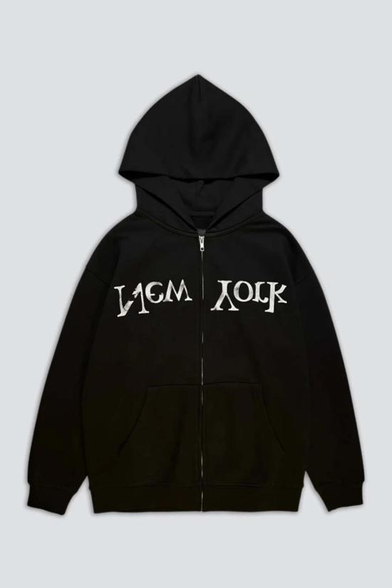  어셈블리 뉴욕 후드 티셔츠 Assembly Faded New York Logo Zip Sweatshirt