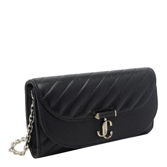 26FW 지미추 지갑 AVN CURVE WALLET CHN HBUBLACK SHINY GOLD Black - JIMMY CHOO