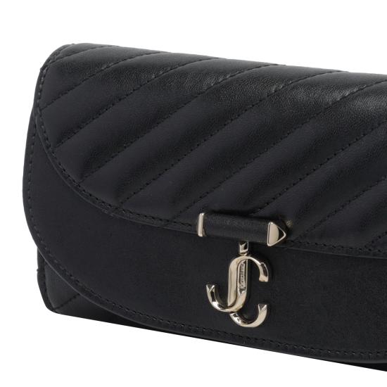 26FW 지미추 지갑 AVN CURVE WALLET CHN HBUBLACK SHINY GOLD Black - JIMMY CHOO