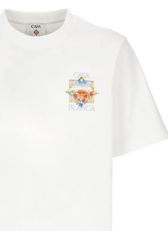 26SS 카사블랑카 반팔 티셔츠 MSS26JTS00113 FLOWER COURT ICON CLAS White - CASABLANCA