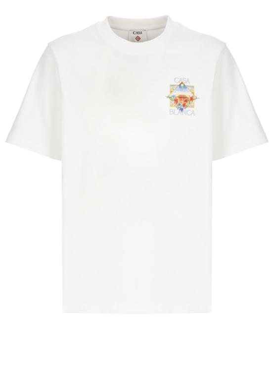 26SS 카사블랑카 반팔 티셔츠 MSS26JTS00113 FLOWER COURT ICON CLAS White