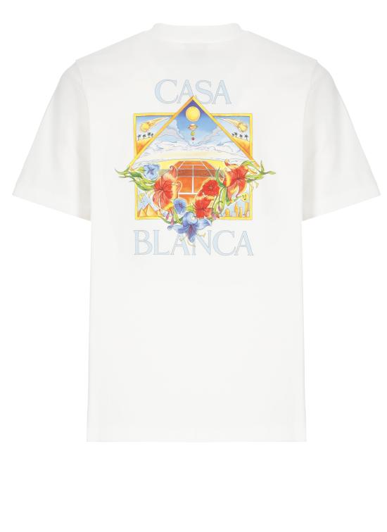 26SS 카사블랑카 반팔 티셔츠 MSS26JTS00113 FLOWER COURT ICON CLAS White - CASABLANCA