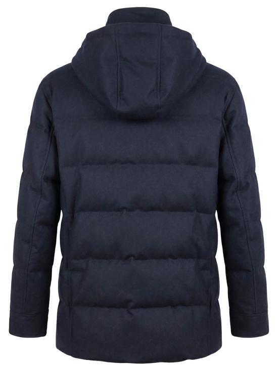 26FW 브루넬로 쿠치넬리 본디드 울 플란넬 탈부착 후드 다운 자켓 MM4701823 CYG13 BLU PIOMBO - BRUNELLO CUCINELLI